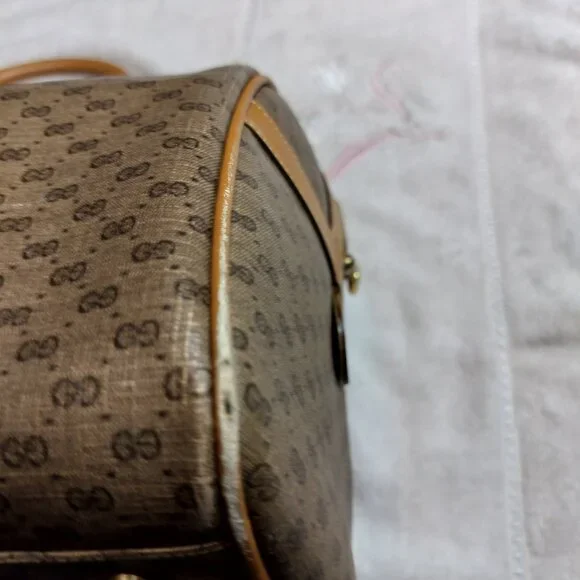 Authentic Vintage Gucci Micro GG Supreme Boston Bag Web Stripe Pristine Interior - Picture 11 of 15